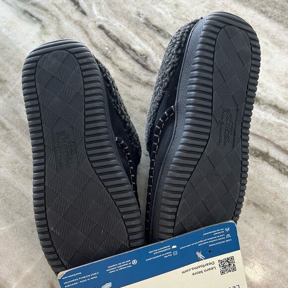 NWT Dearfoams Slippers Marshall Microsuede Black Mens Small 7-8 - Picture 7 of 7